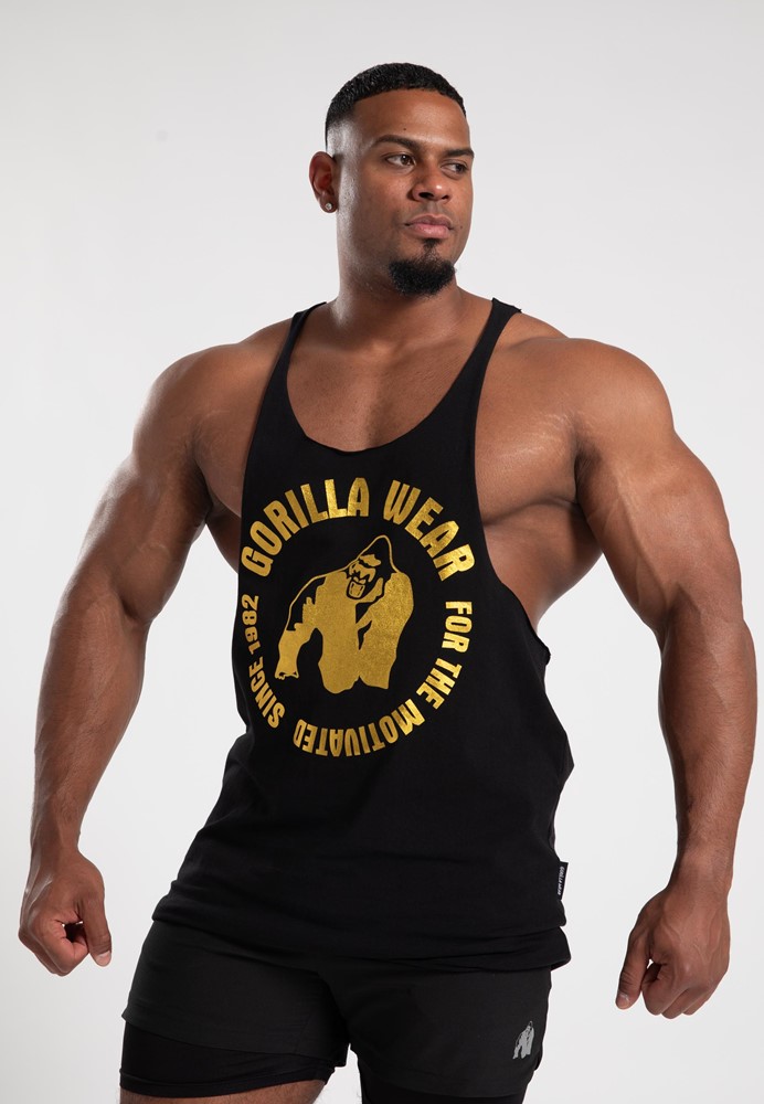 Gorilla Wear Melrose Stringer - Zwart/Goud - 3XL