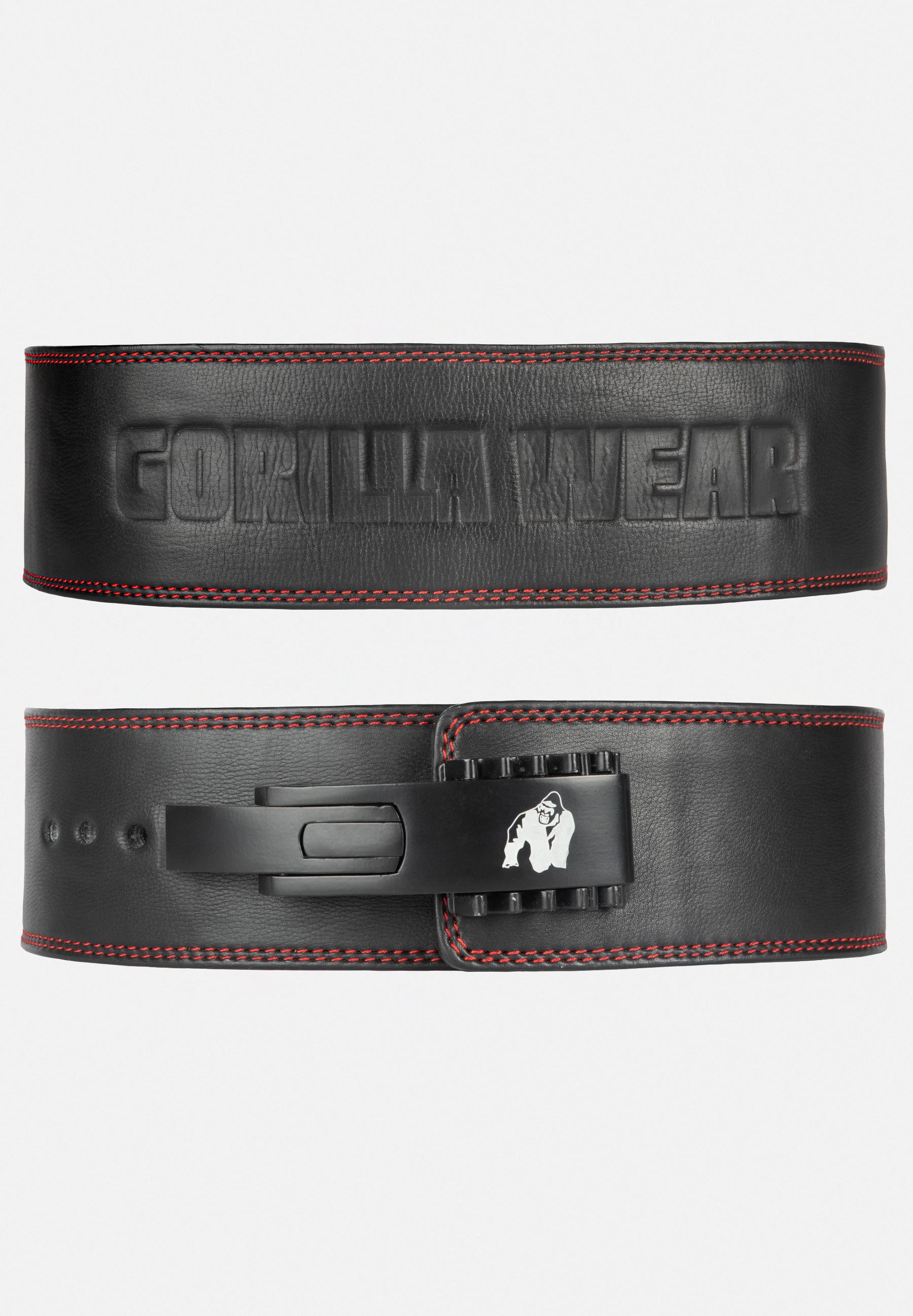 Gorilla Wear Halterriem - 4 Inch Premium Leather Lever Belt - Zwart - S/M