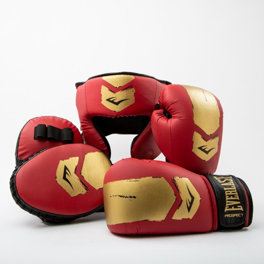 Everlast Prospect 2 Boxing Kit - Bokshandschoenen, Pads en Hoofdbeschermer - Rood/Goud