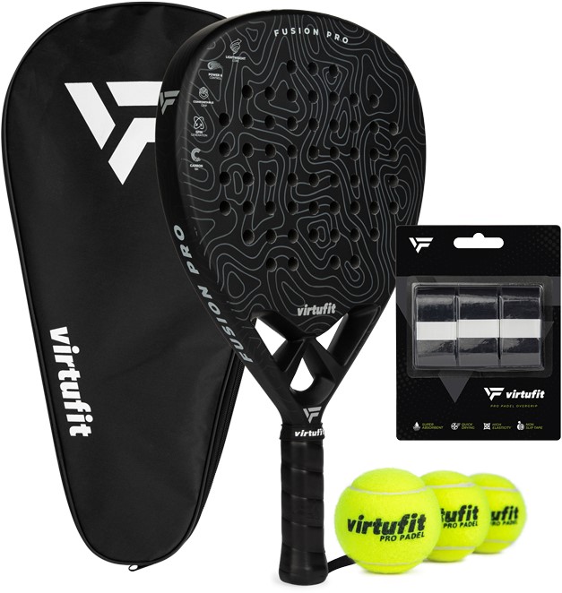 VirtuFit Fusion Pro Padel Set - Zwart - Grijs