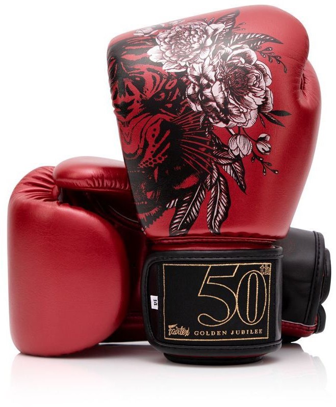 Fairtex Golden Jubilee Premium (Kick)bokshandschoenen - Rood/Zwart - 10 oz