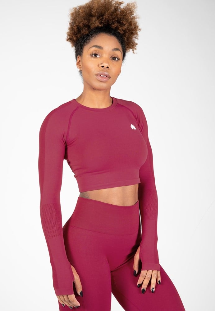 Gorilla Wear Hilton Seamless Cropped Long Sleeve - Fuchsia - S/M