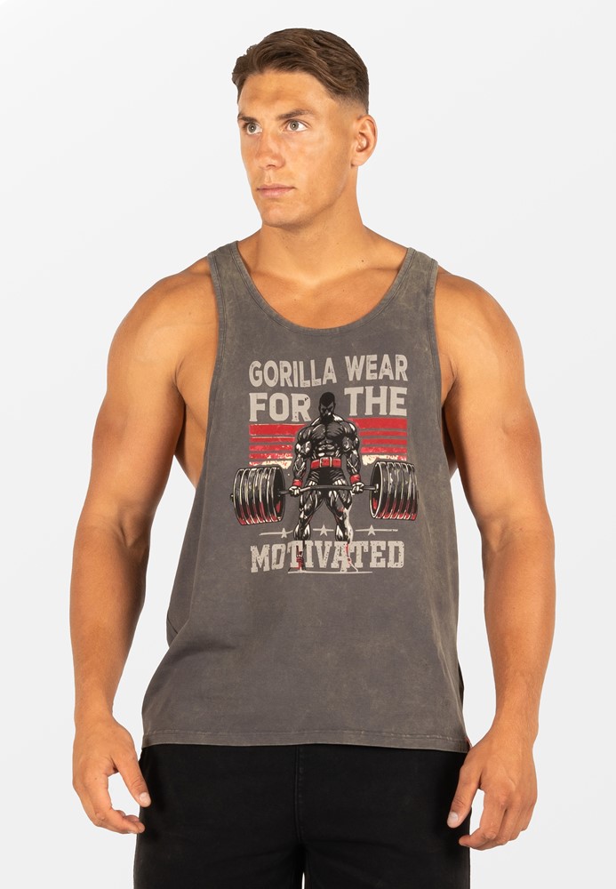 Gorilla Wear Churchill Stringer - Verwassen Grijs - L