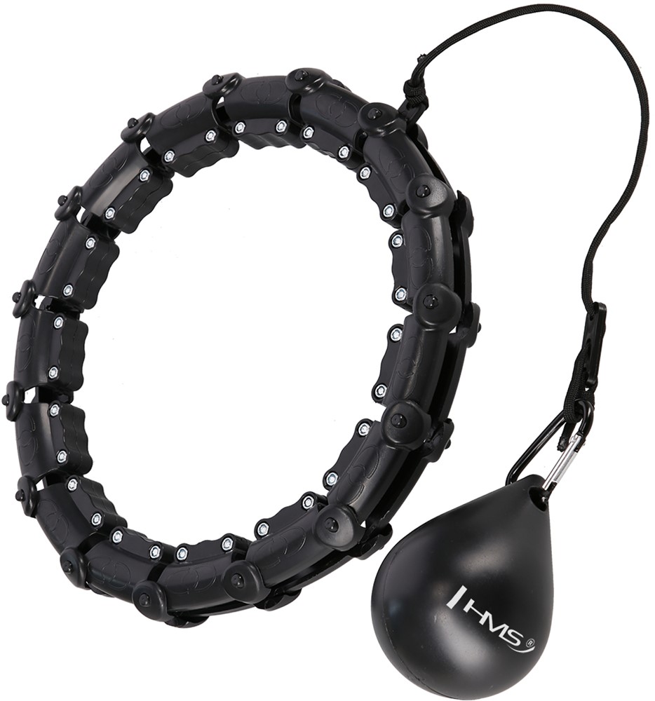 HMS Fitness Hoelahoep met Noppen en Gewicht - Zwart