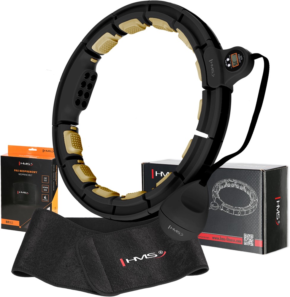 HMS Fitness Set Hoelahoep - Zwart/Goud + Afslank Tailleband