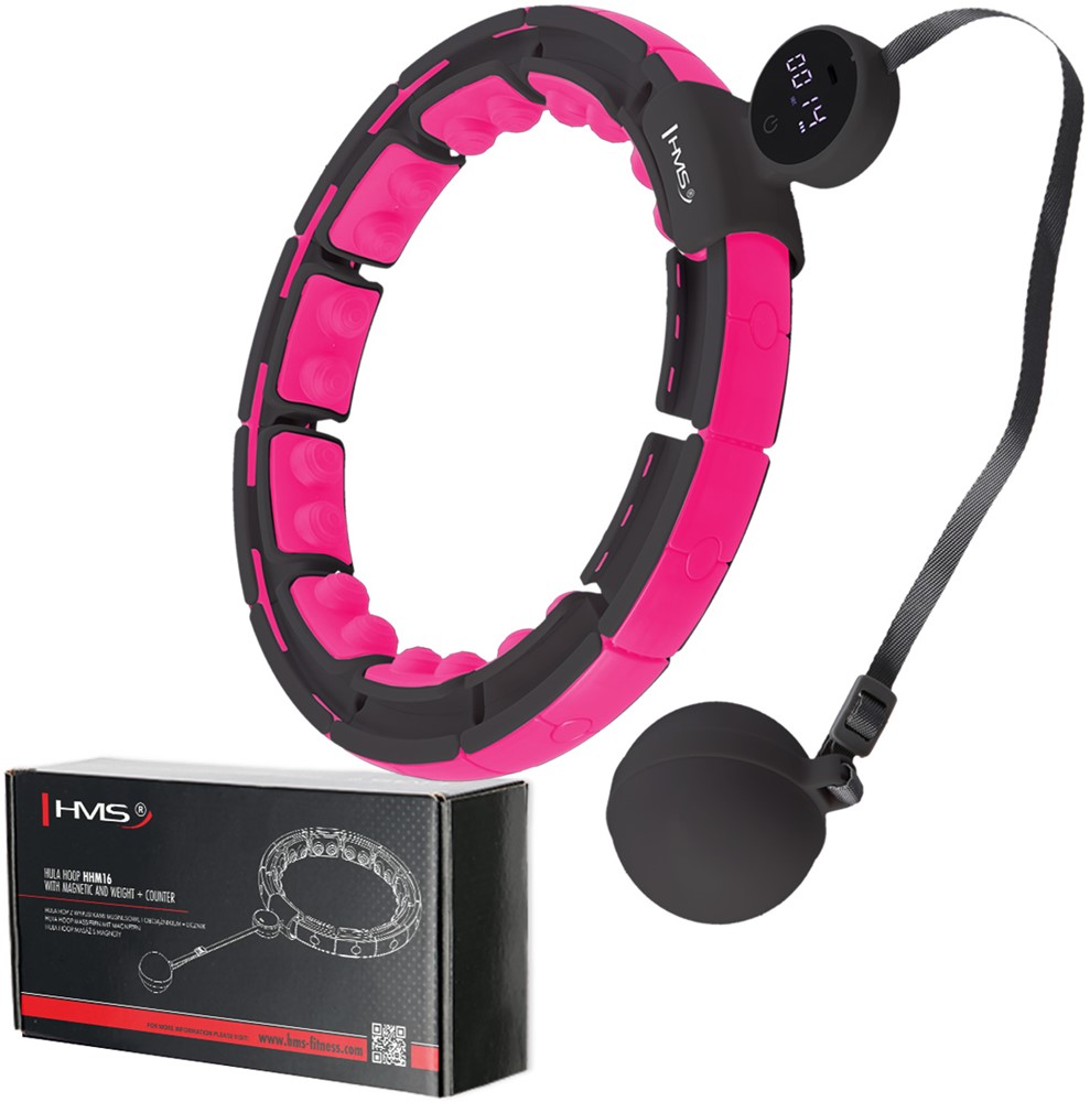 HMS Fitness Hoelahoep - Magneten, Gewicht&Teller - Zwart/Roze