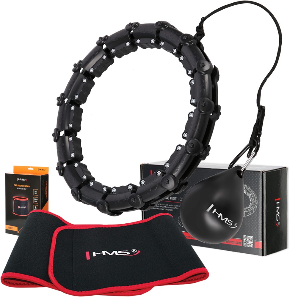 HMS Fitness Set Hoelahoep - Zwart + Afslank Tailleband