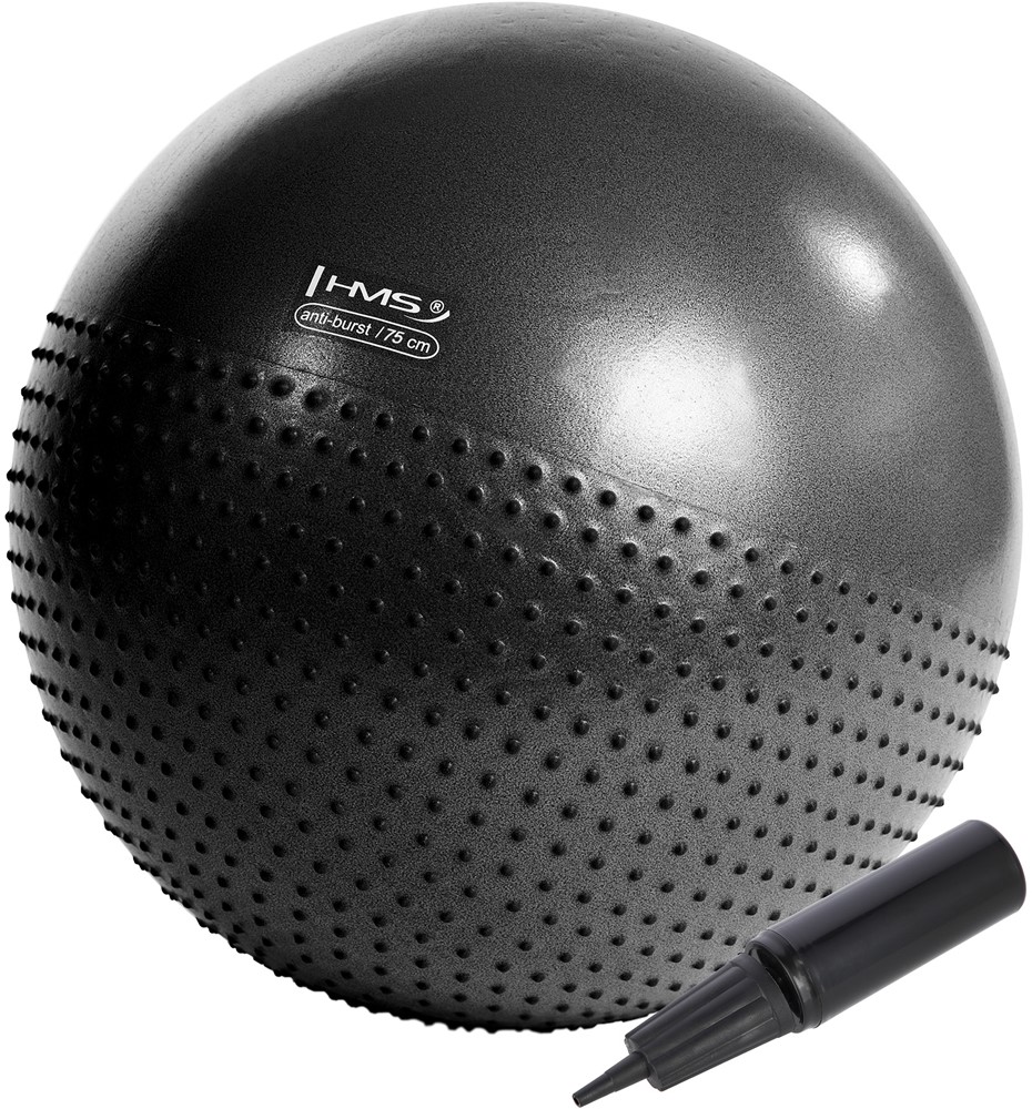 HMS Fitnessbal Pro 75 cm - Swiss Ball met Pomp - Zwart